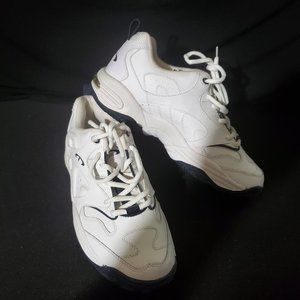 Men's Turntec Leather White w/ Navy Trim Sneakers, Size 8